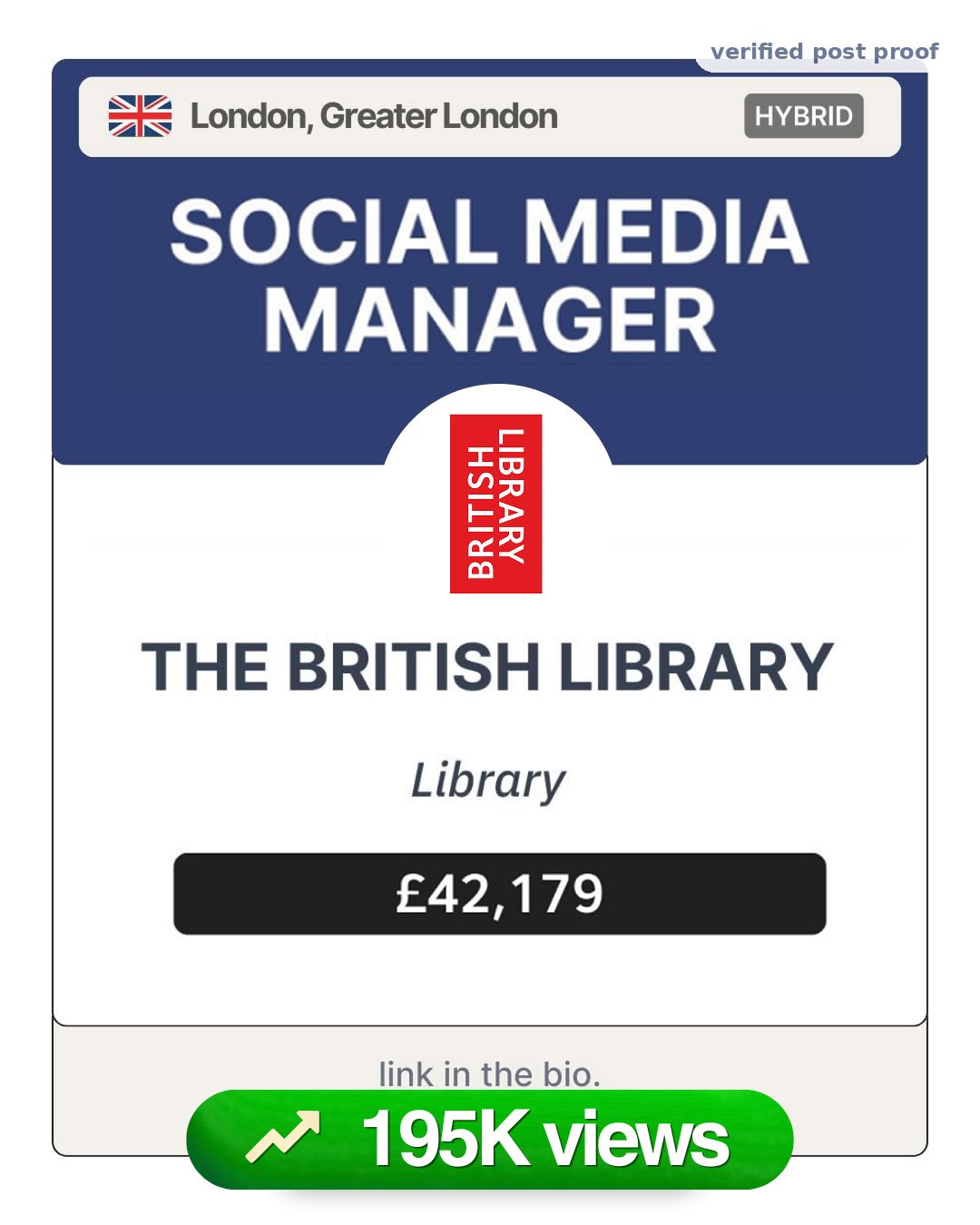 British Library proof card, 195K views