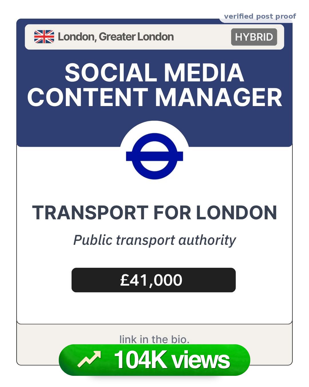 Transport for London proof card, 104K views